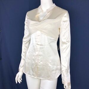 NEW-MARISA Kenson MKC ChiffonWrap Bust Silk Blouse